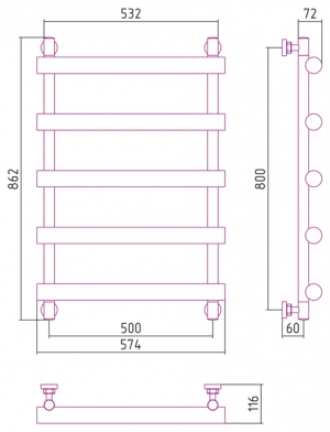 Полотенцесушитель водяной Сунержа Атлант 800x500